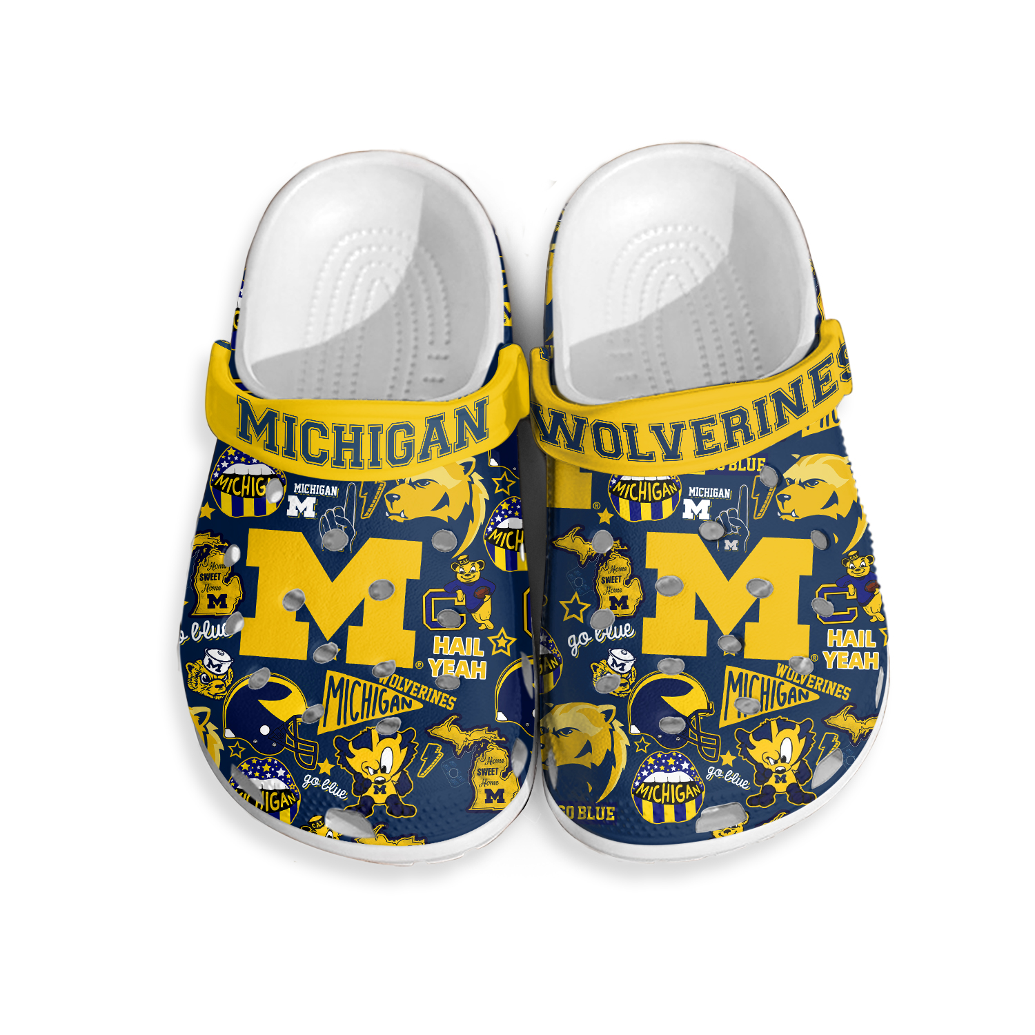 Michigan Wolverines NCAA Sport Clogs Football Clogs Shoes, NCAA Football Clogs Shoes, University Merch
