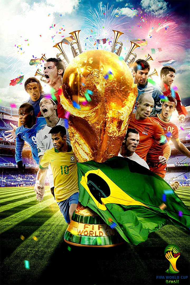 2014 World Cup Soccer Brasil Wall Art Poster Vertical