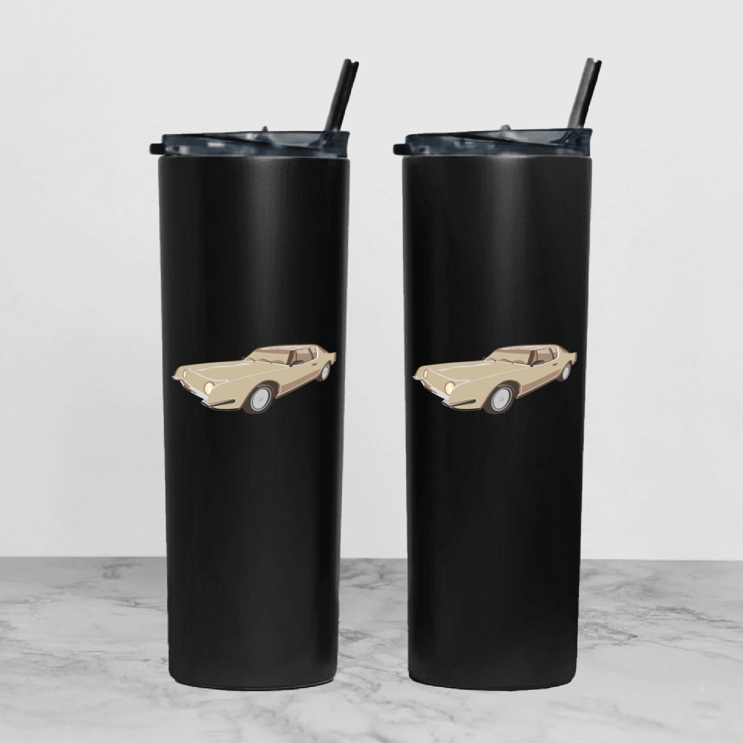 Gold Studebaker Avanti illustration - Autonaut.com Tumbler With Lid And Straw