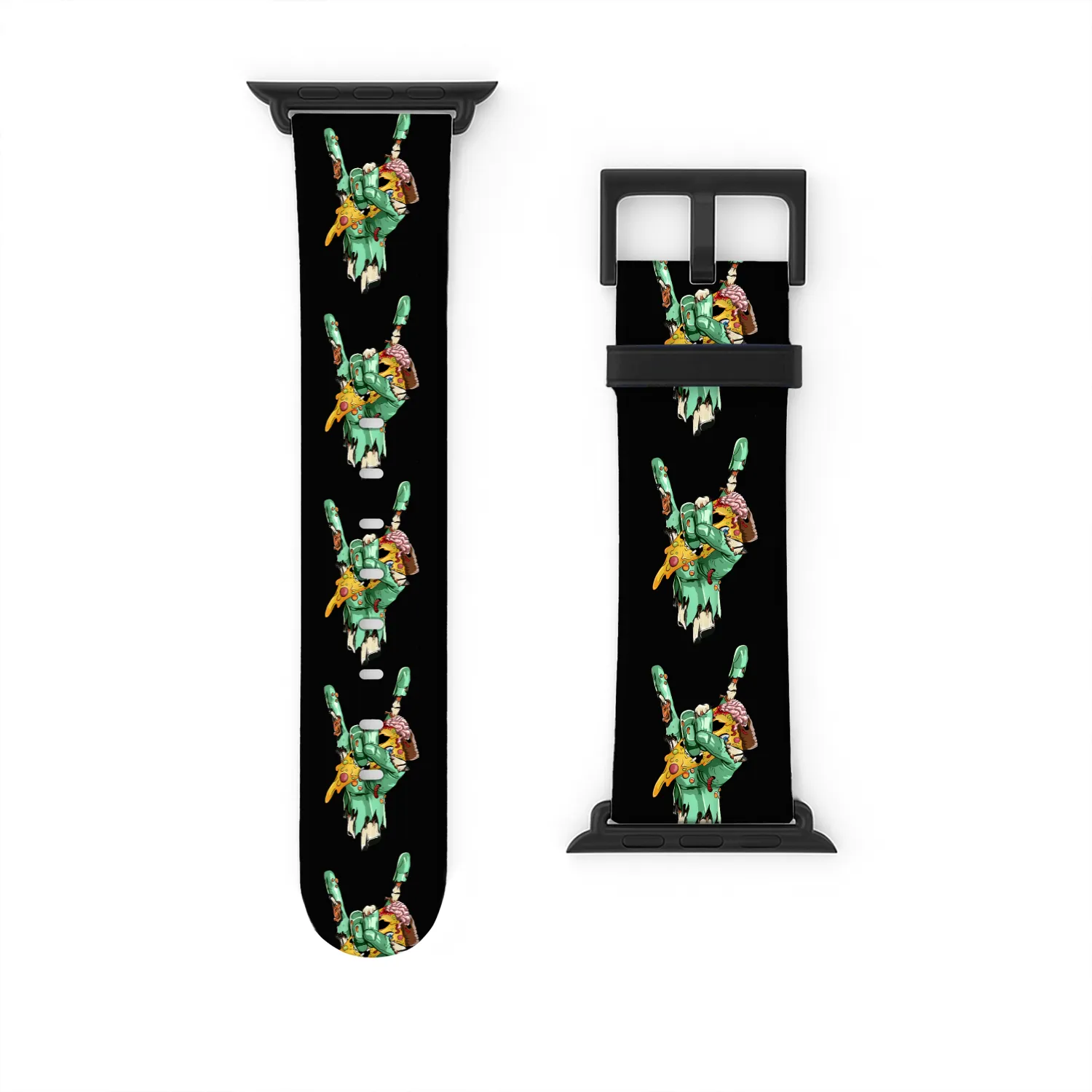 Zombie Rock Hand Holding Zombie Pizza Halloween Watch Bands For Apple Watch