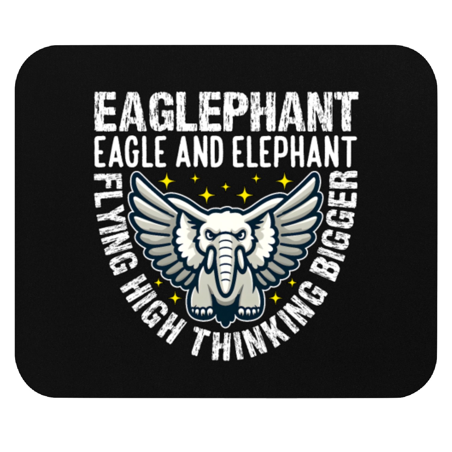 FLYING HIGH THINKING BIGGER - EAGLE AND ELEPHANT Mouse Pads
