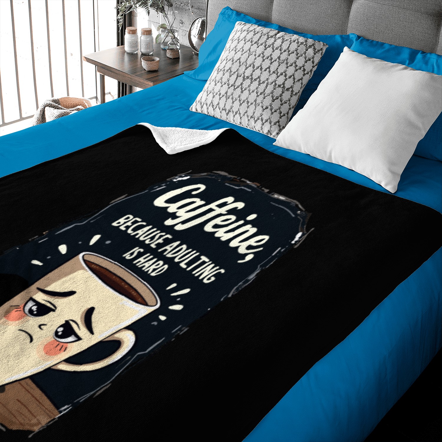 Caffeine Because Adulting Is Hard - Coffee Humor Baby Blankets