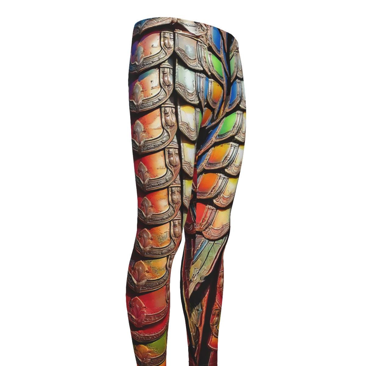 Gladiator Mens Leggings, Exoskeleton Armor, Workout Pants, Dystopian Cycling Athletic, Fitness, Running, Exercise, Cosplay Wrestling