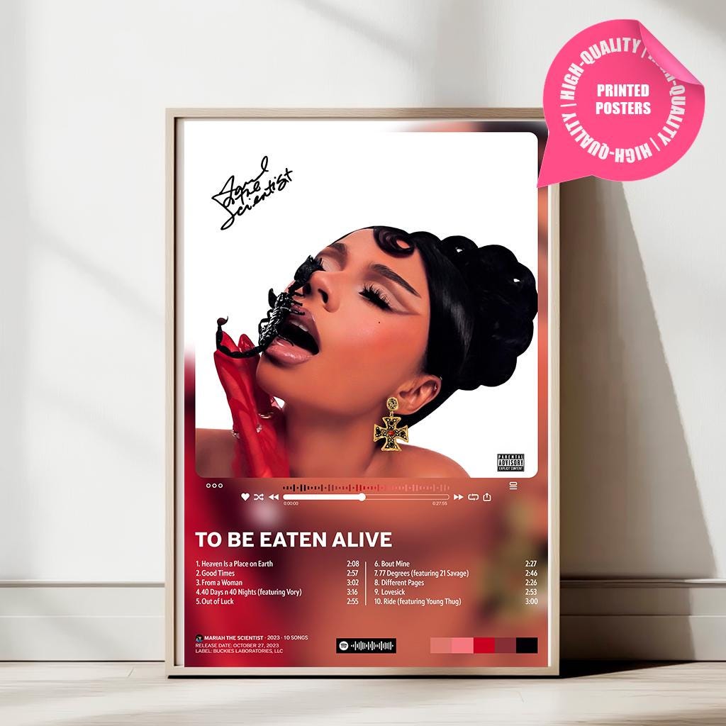 Mariah the Scientist Poster, To Be Eaten Alive Album Cover, Hip Hop Wall Art, Rap Music Print, Female Rapper Decor, Modern Aesthetic Poster