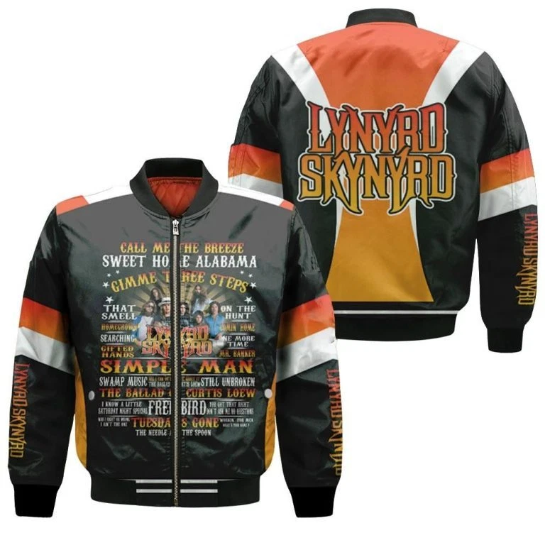 Lynyrd Skynyrd Three Steps Famous Rock Band 3D Lynyrd Skynyrd Bomber Jacket