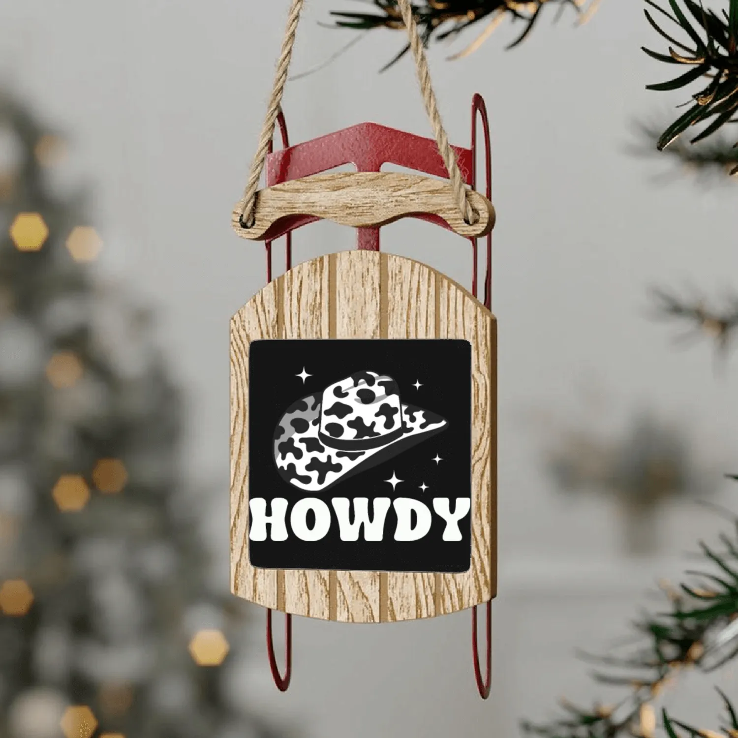 Western Country Texas Cowboy Hat Sled Ornaments