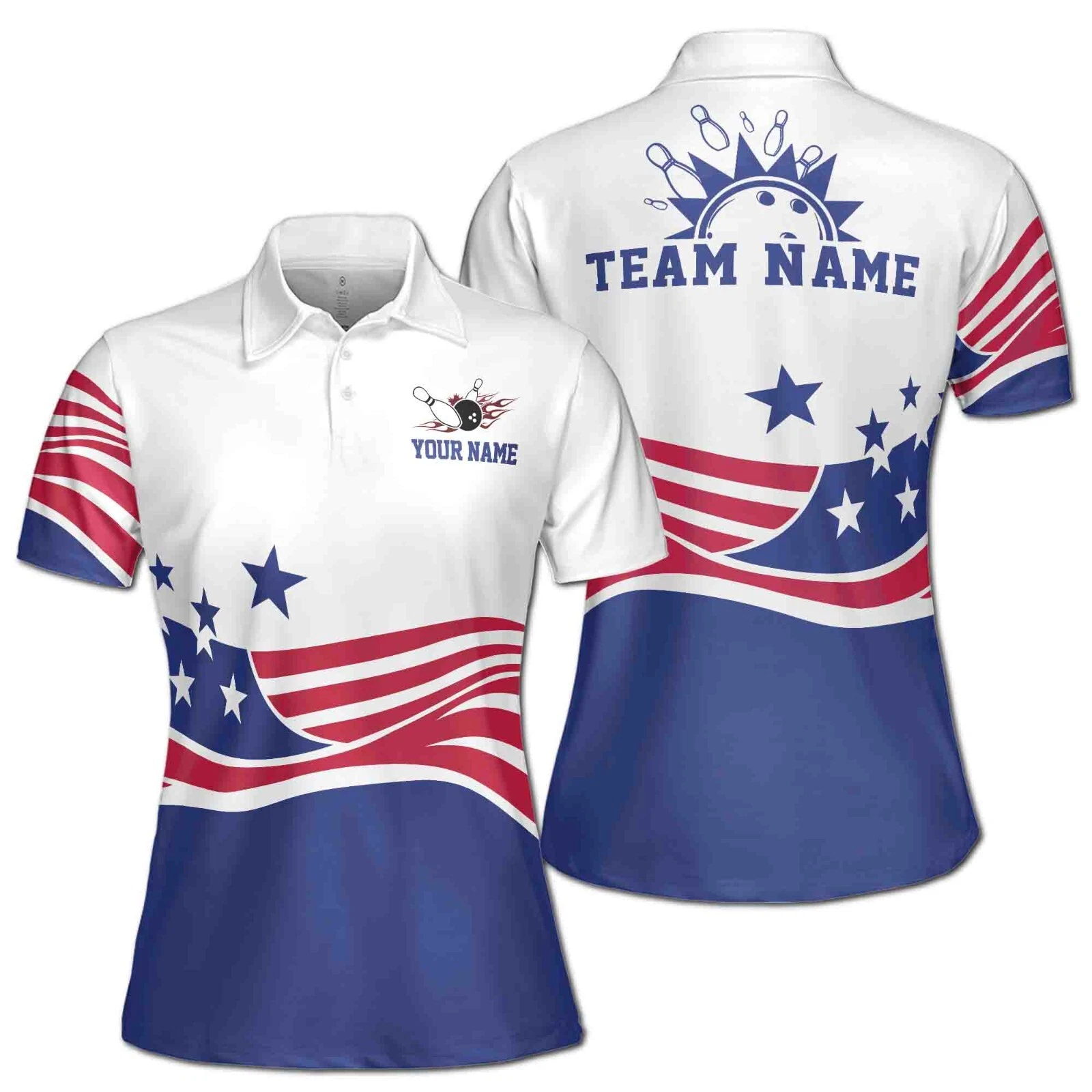 Women's Patriotic America Flag Polo Shirt