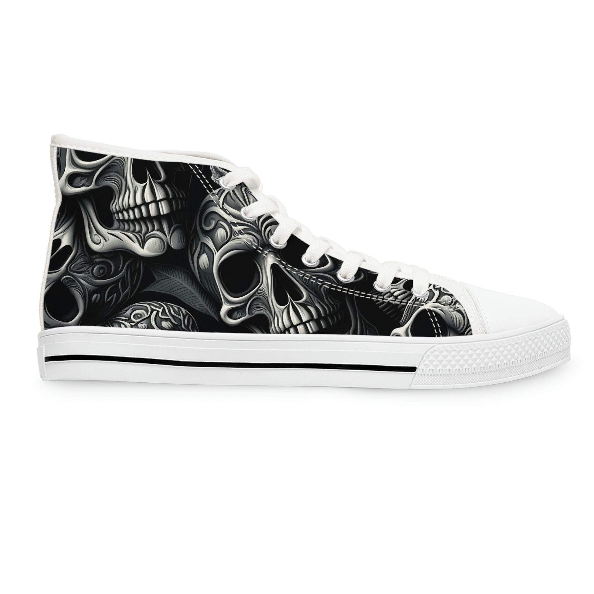 High Top Sneakers Illustrated with Skulls