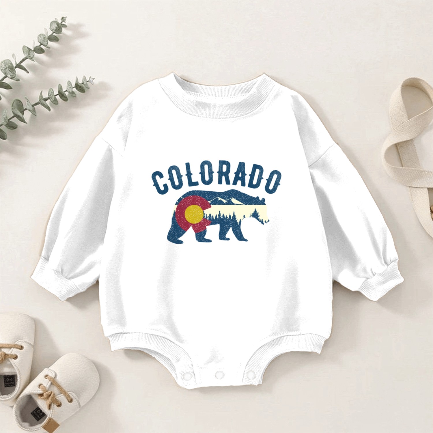 Colorado Walking Bear Flag Vintage travelers Baby Romper Sweatshirts