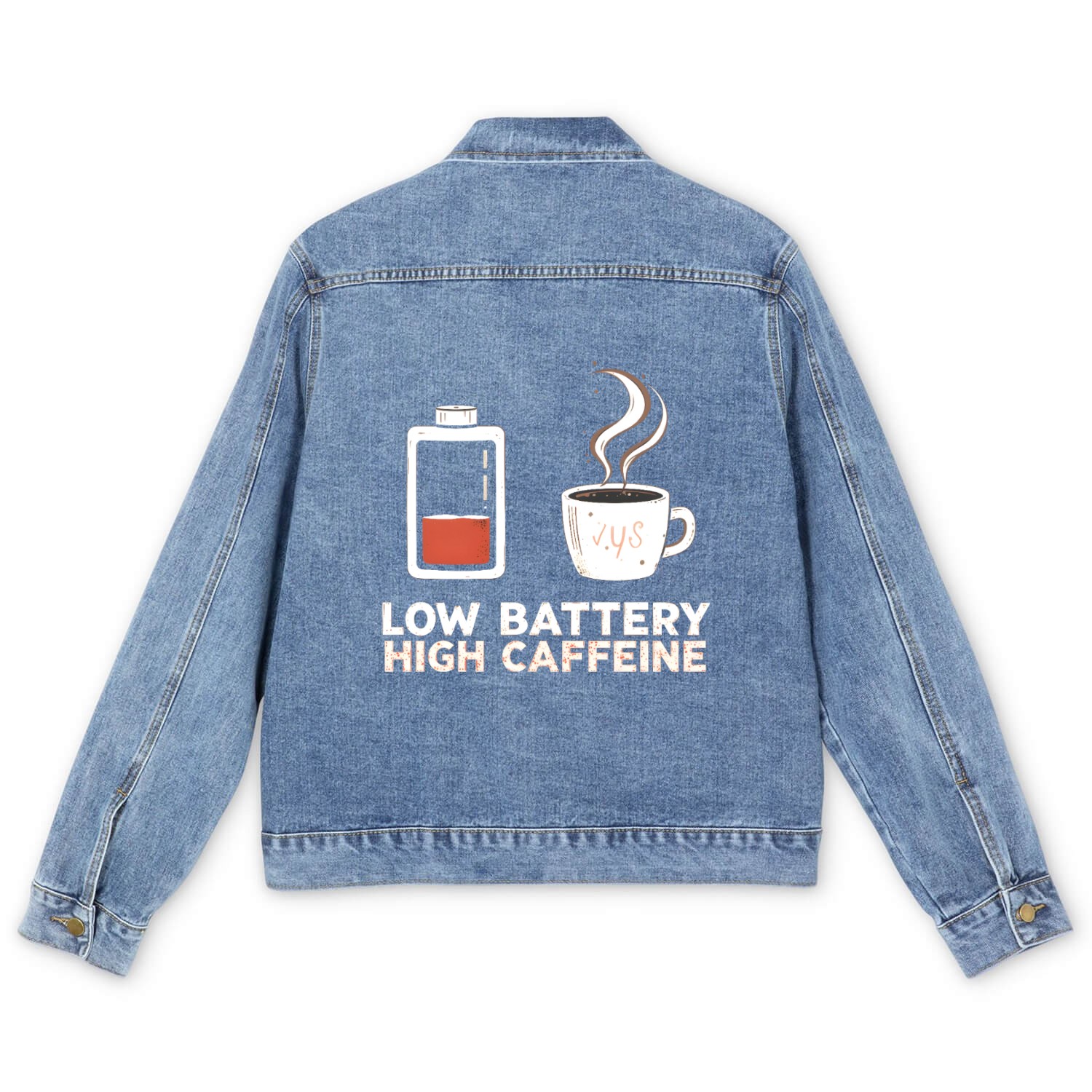 Low Battery, Need Coffee Men's Denim Jackets