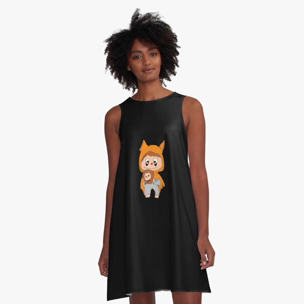 Labubu cute with doll A-Line Dress, Gift for Her