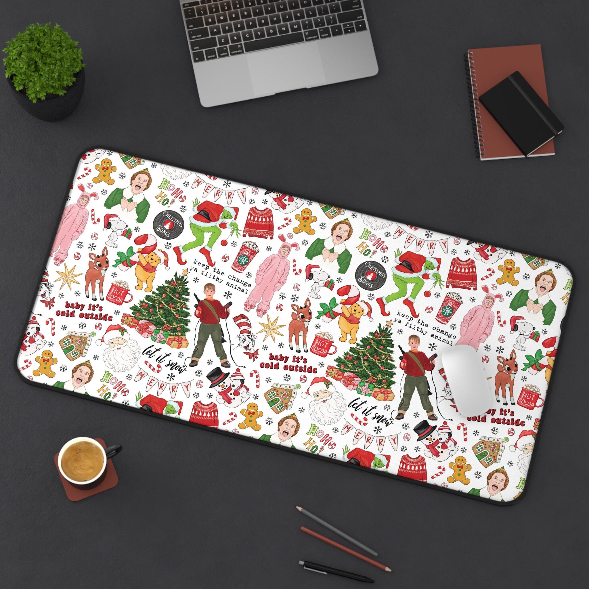 Movie Watching Desk Mat, Christmas Desk Mat, Cute Desk Mat, Office Mouse Pad, These are my favorite things Desk Mat, Tis The Season Desk Mat