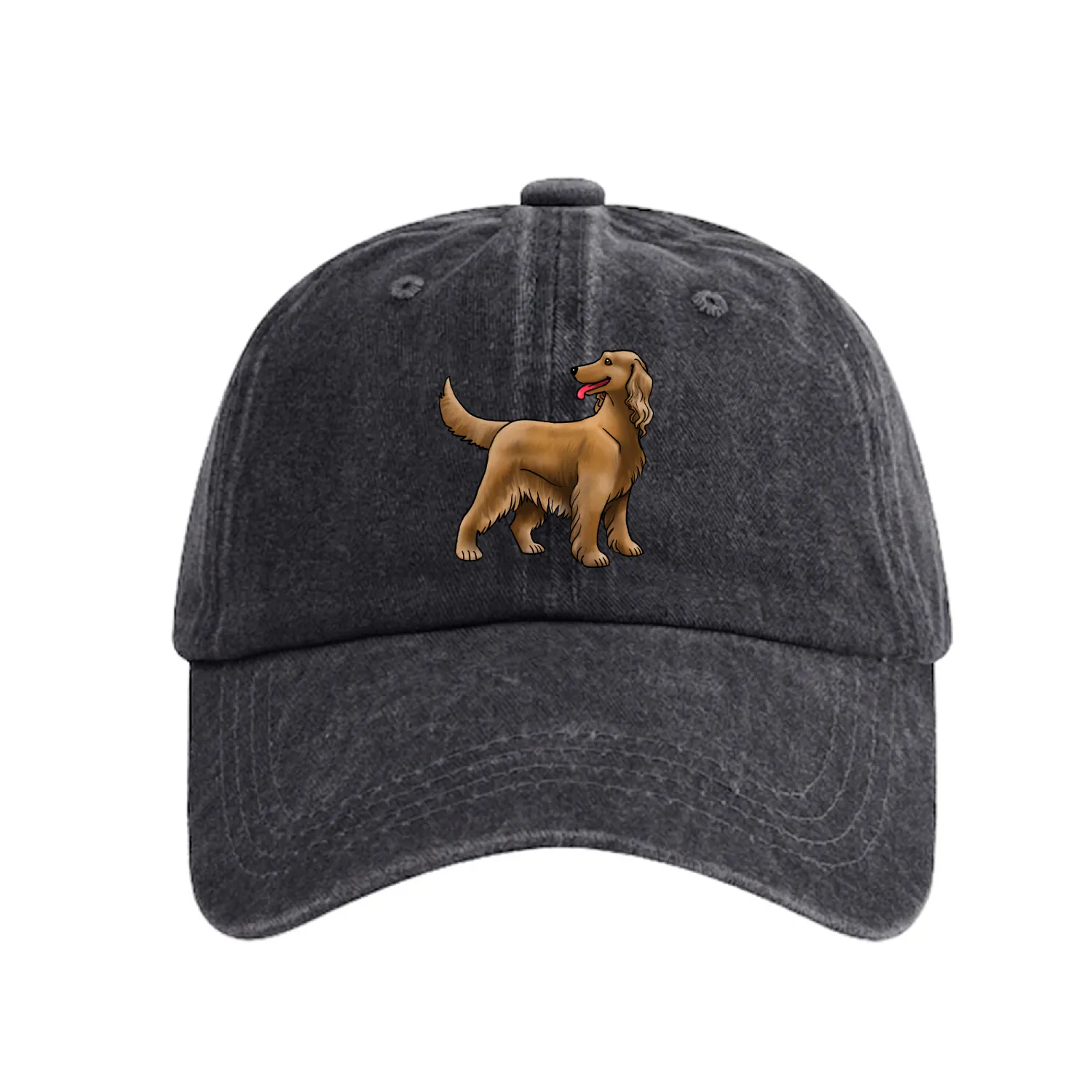 Dog Irish Setter Red Washed Denim Baseball Caps
