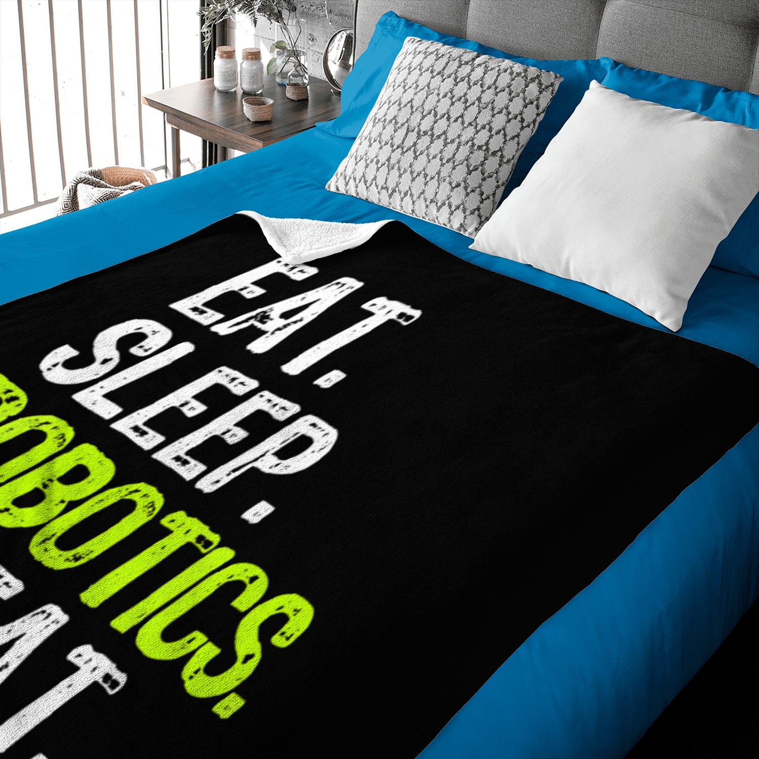 Womens Eat Sleep Robotics Repeat Robot Engineer Fu Baby Blankets