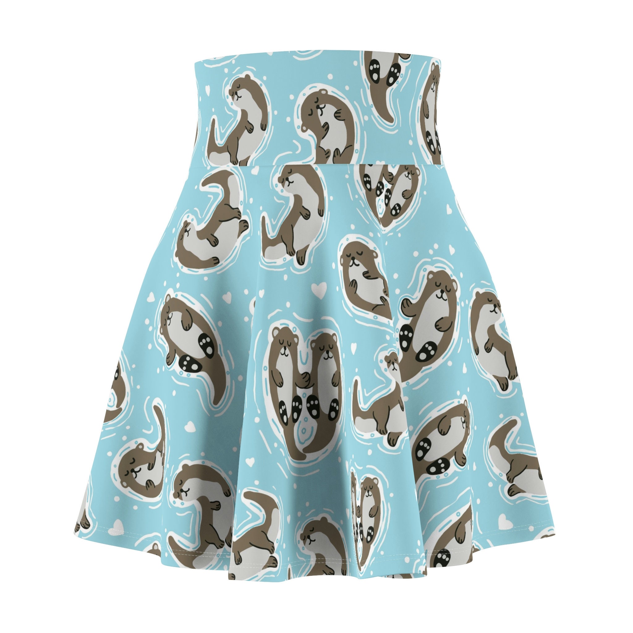 Otternal Love Sea Otter Print Women's Skater Skirt