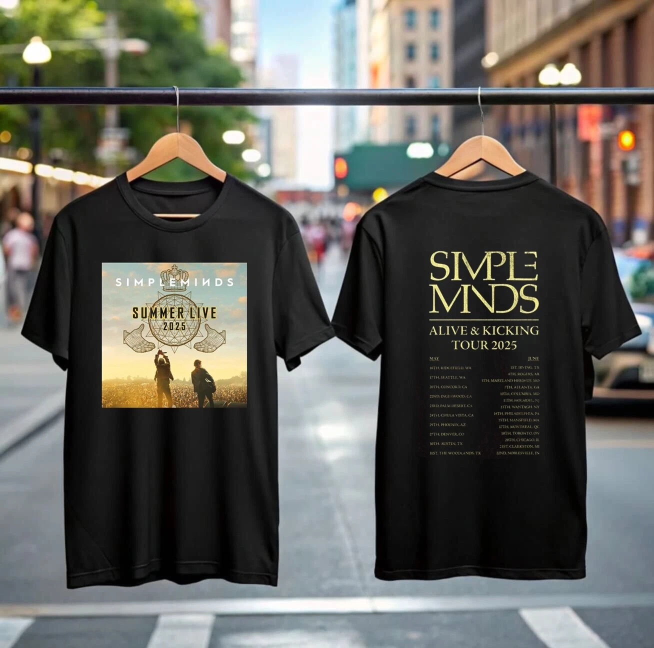 Simple Minds Tour 2025 Double Sided T-Shirt - Alive and Kicking Design for Men