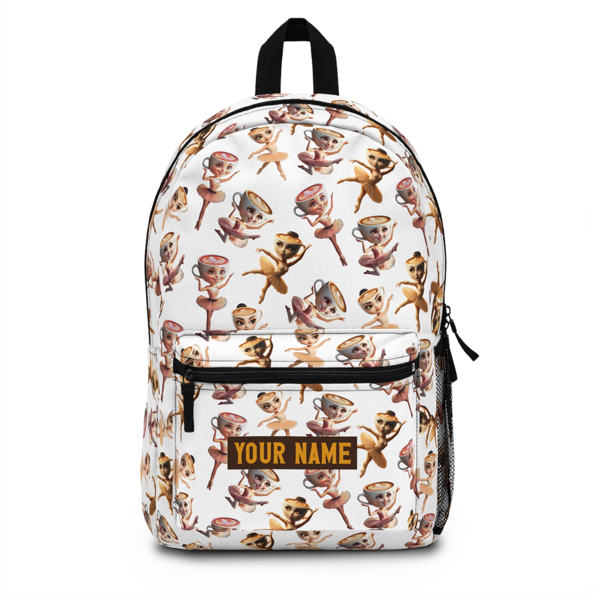 Cappuccina Ballerina Backpack, Personalized Fan Backpack with Name, Custom Monogram Kids Backpack, Brainrot Meme Design, Personalized