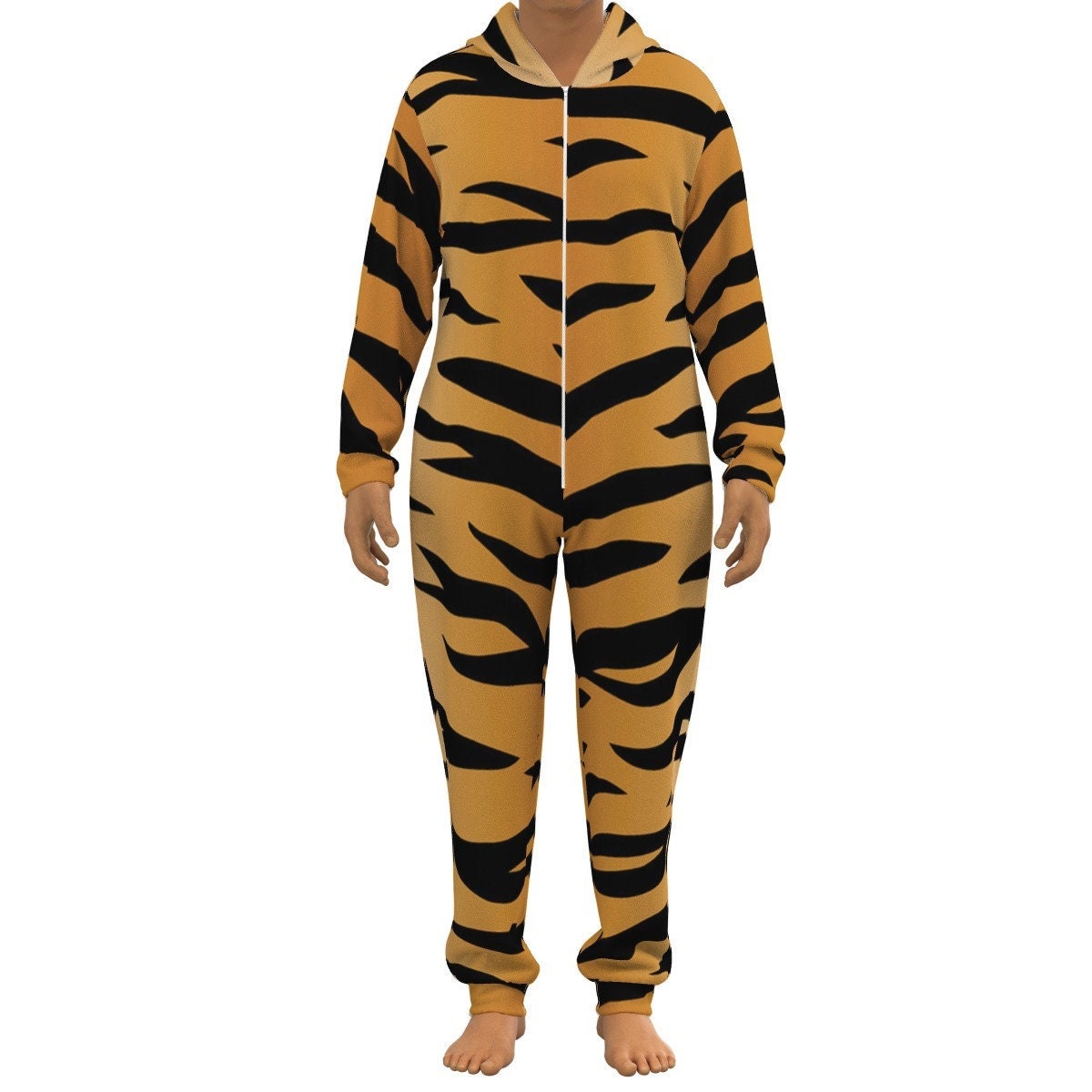 Thickened Hooded Onesie Tiger print, Tiger Onesie, Tiger print Jumpsuit, TigerJumpsuit, Animal print, Feline, Animal Lovers, Cat Lovers