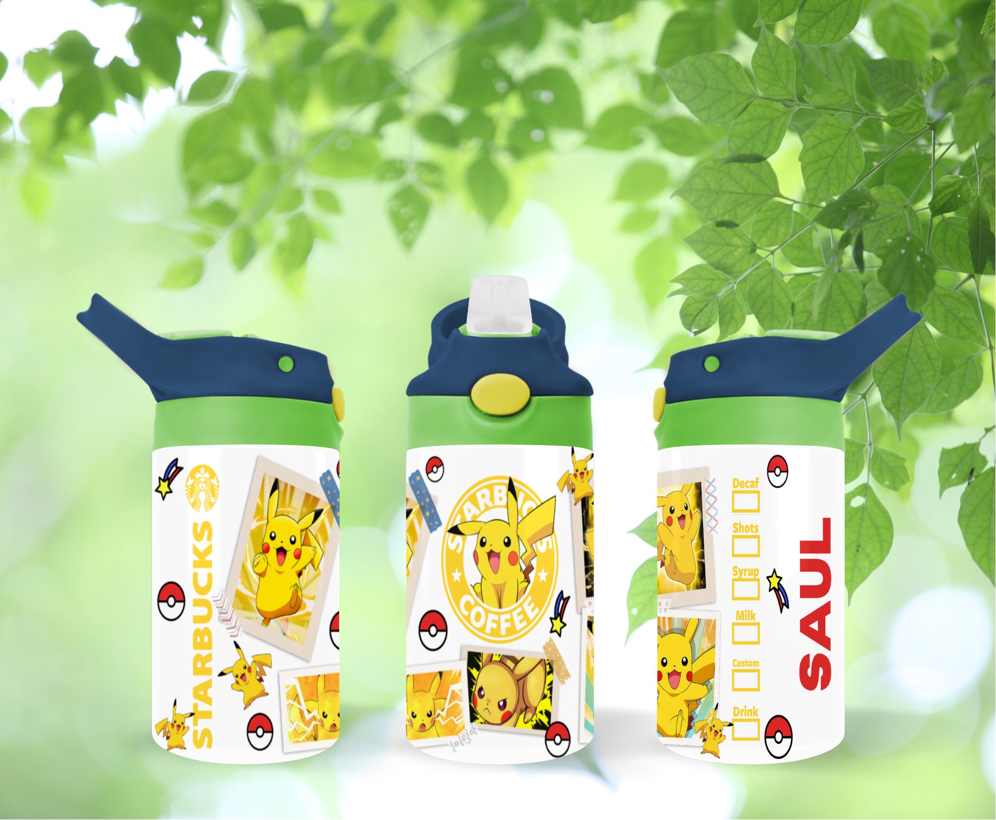Personalized Pika 12oz Kids Flip Top Water Bottle