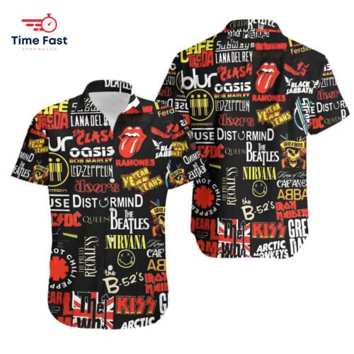 Rock Band Logo 3D Print Hawaiian Shirt, Gift For Fans US Size S-5XL