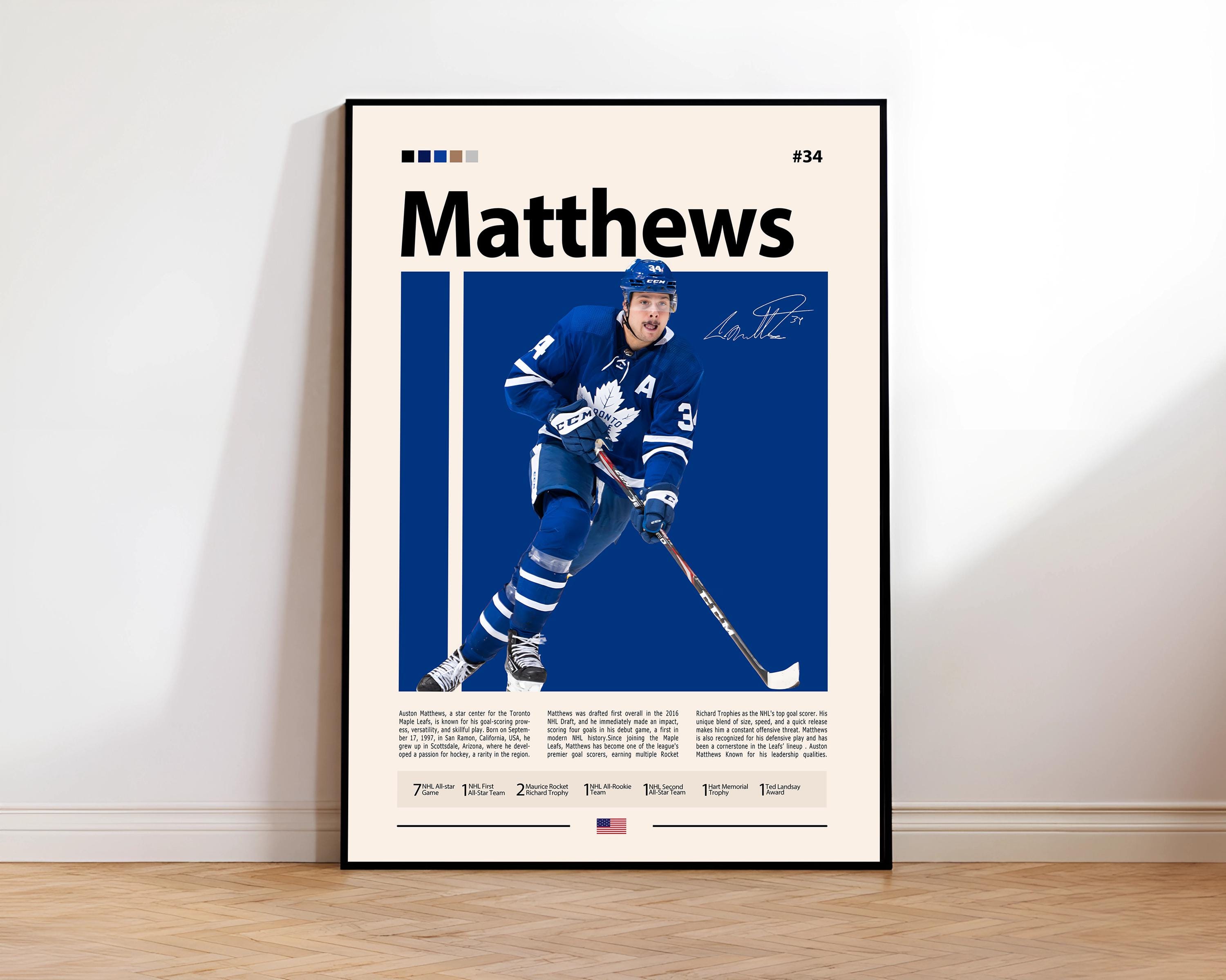 Auston Matthews Poster, Toronto Hockey Poster, Sports Poster, Mid-Century Modern, Sports Bedroom Posters