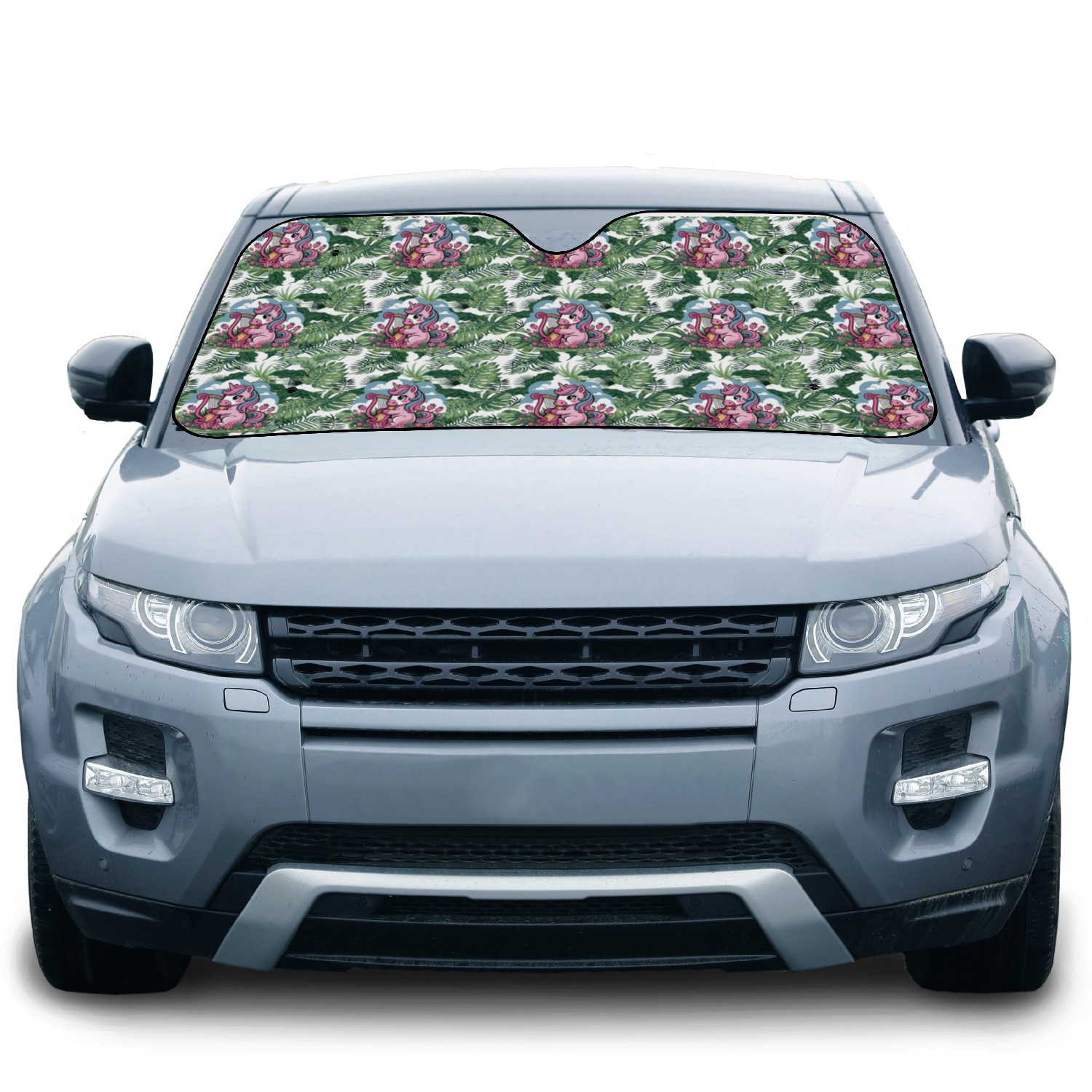 Adorable Unicorn Harp Fantasy with Strawberries Car Sun Shades