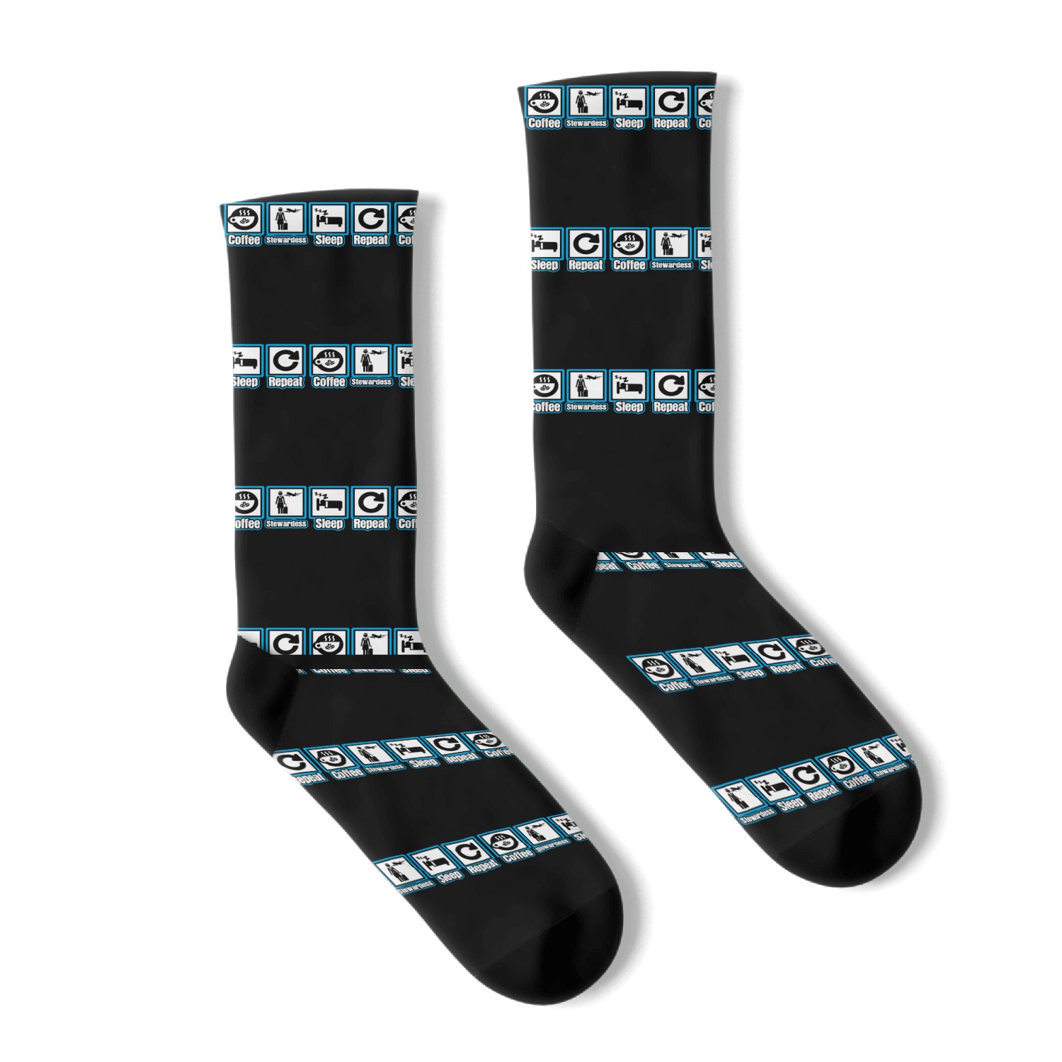 Coffee Stewardess Sleep Repeat Socks