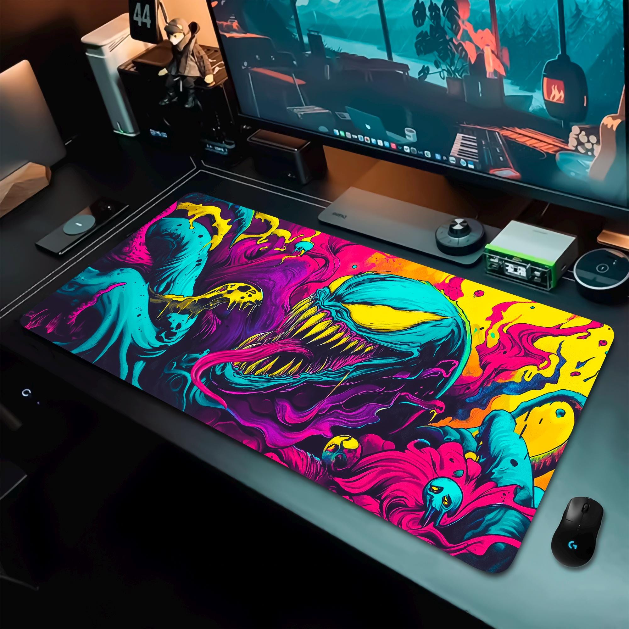 Symbiote Gaming Desk Mat, Super Hero Mouse Pad, Villain Mouse Pad, Psychedelic Large Desk Mat, Gift For Gamers
