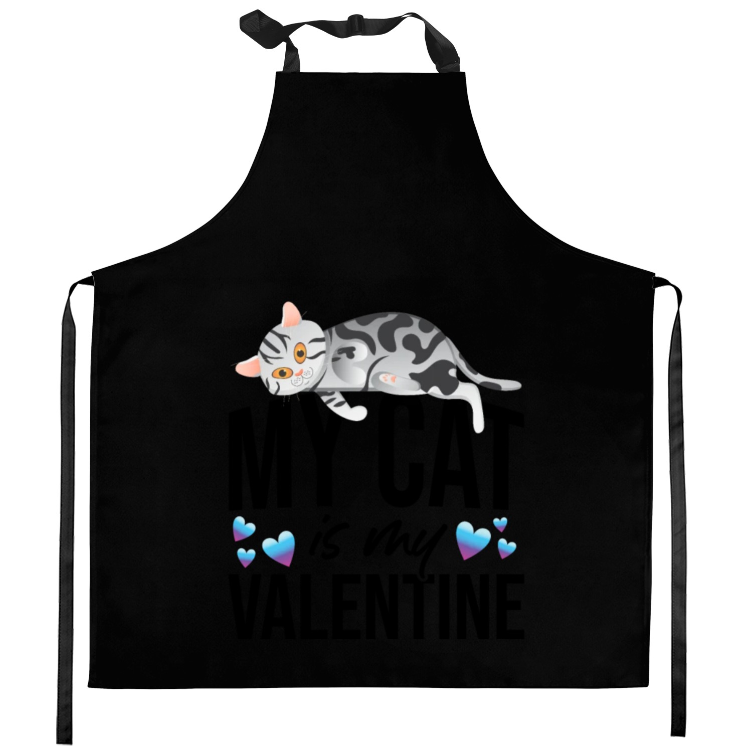 My Cat Is My Valentine Date Cute Kitten Kitchen Aprons