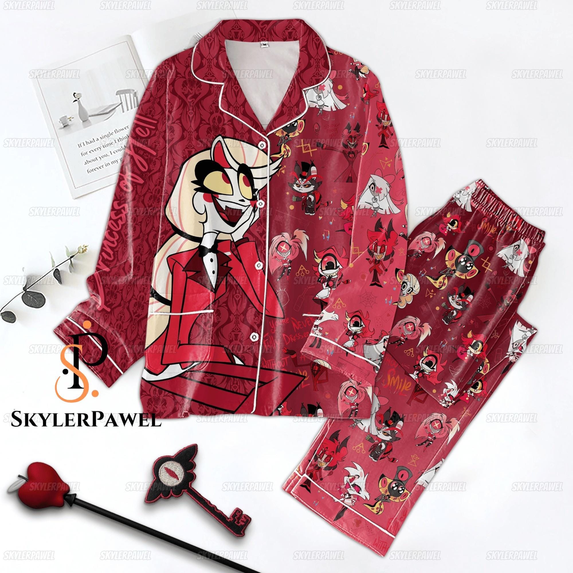 Charlie Morningstar Pajamas Set, Hazbin Hotel Pajamas, Charlie Morningstar Shirt, Charlie Morningstar Gift, Charlie Morningstar Pajamas