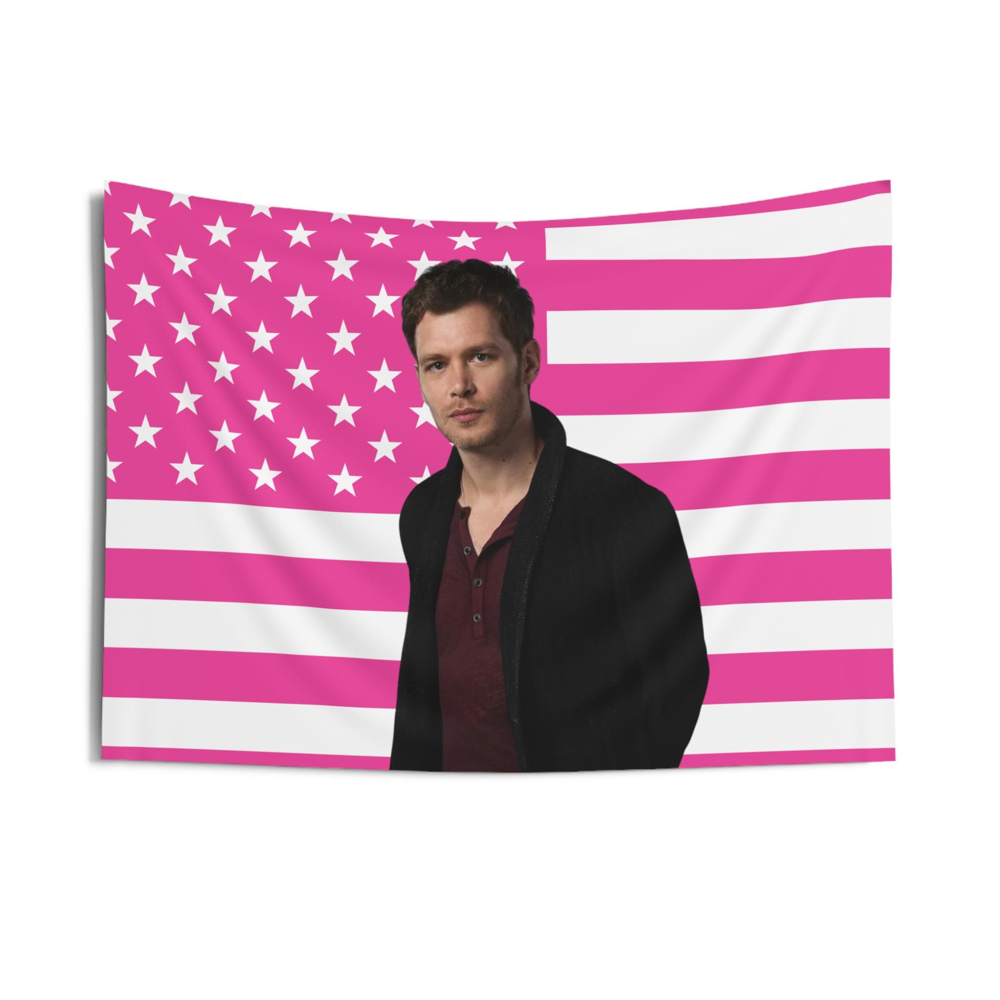 Klaus Mikaelson Flag, Klaus Mikaelson Indoor Wall Tapestries, Klaus Mikaelson Pink Flag