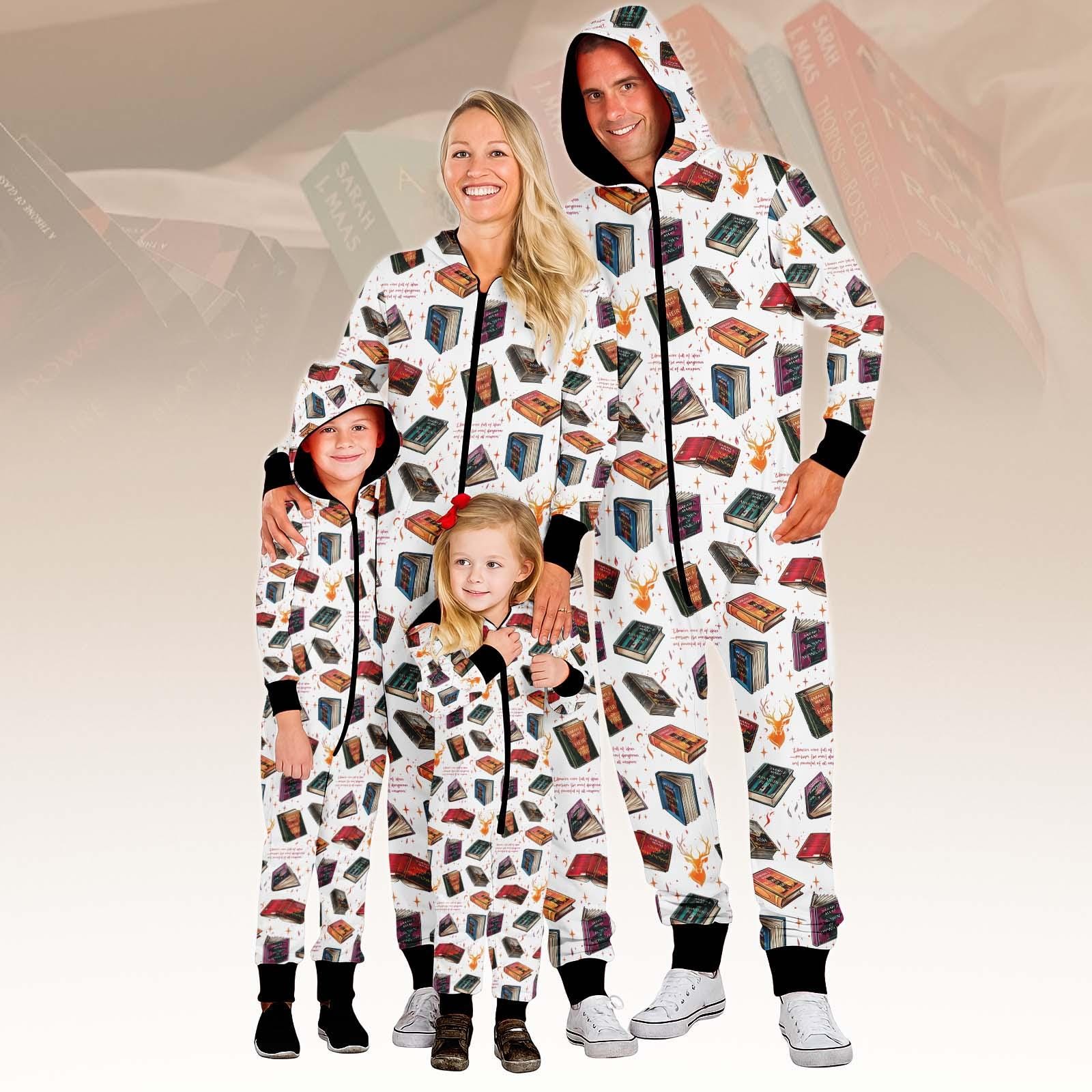 Book Lover Family Jumpsuit, Novel Onesie Pajamas, Cozy Fleece Jumpsuit, Book Lover One-piece Pajama, Pajamas For Family, Gift For Book