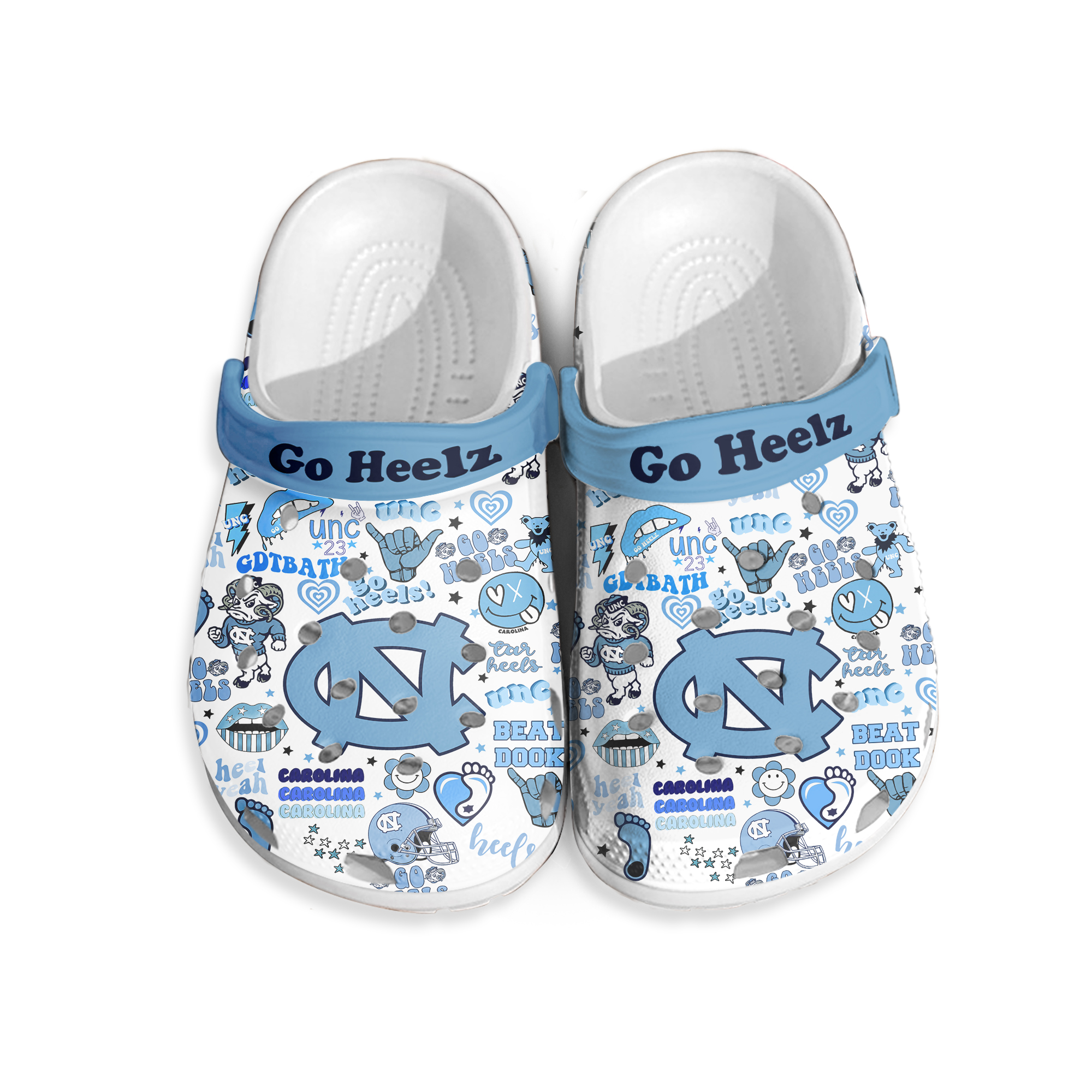 North Carolina Tar Heels NCAA Sport Clogs Football Clogs Shoes, NCAA Football Clogs Shoes, University Merch