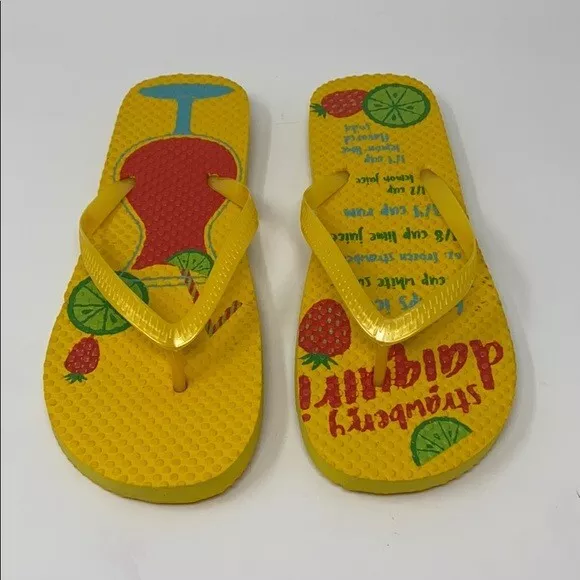 Womens Cocktail Inspired Flip Flops Sandals Thong (Size L 9/10)