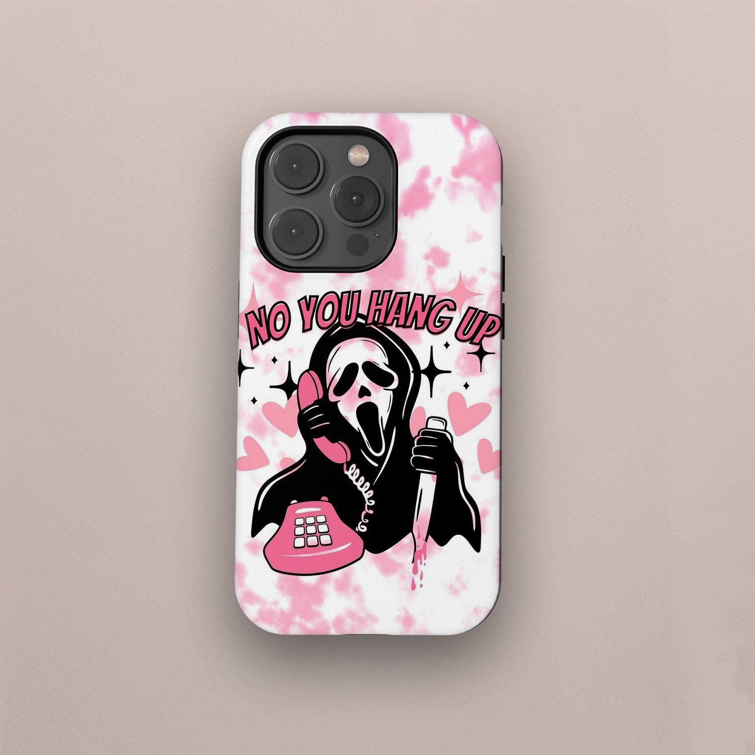 Halloween Ghost Phone Case, Girly Scream Skeleton Skull Pattern Print Cover