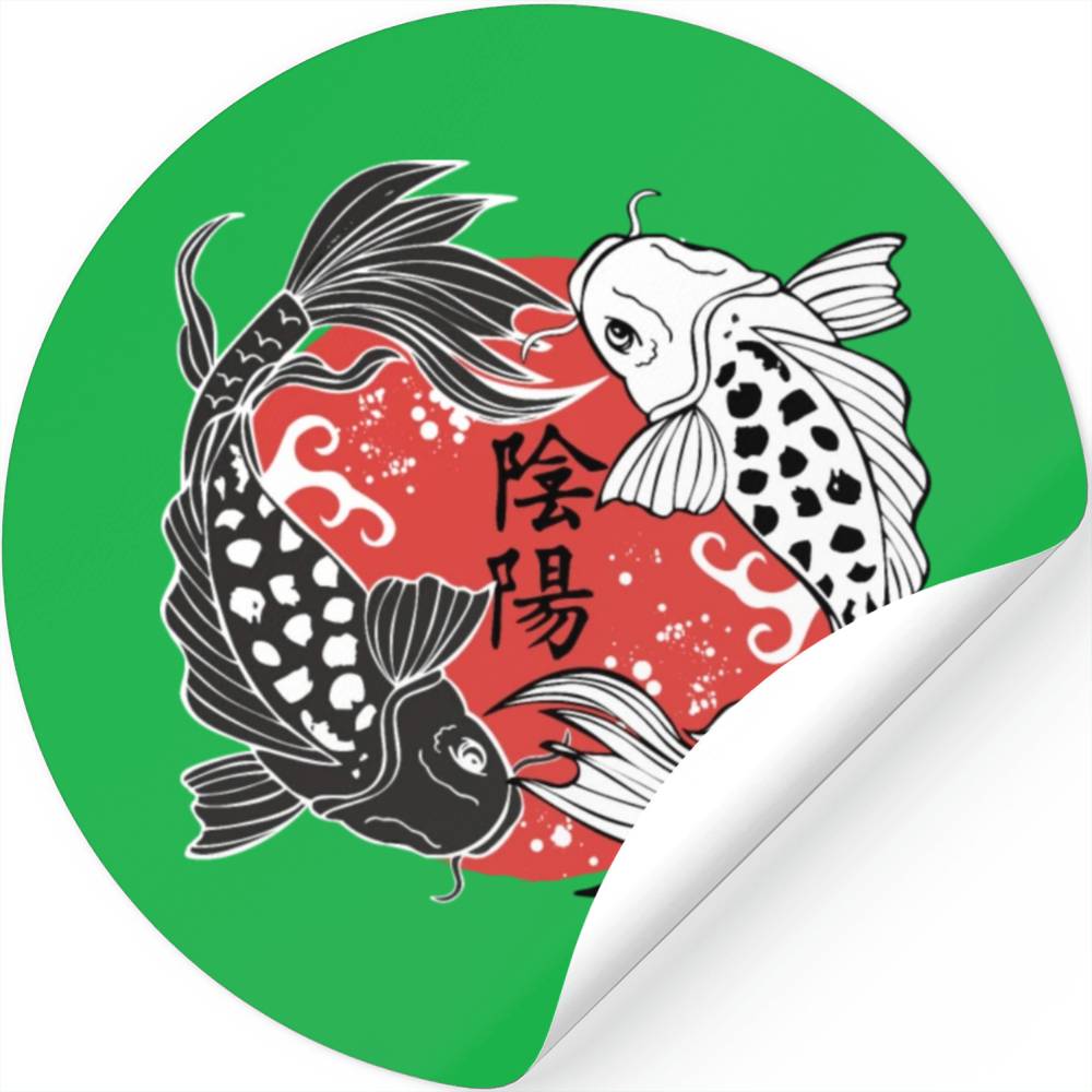 Koi Fish Yin and Yang Koi Fish Lover Gift Stickers