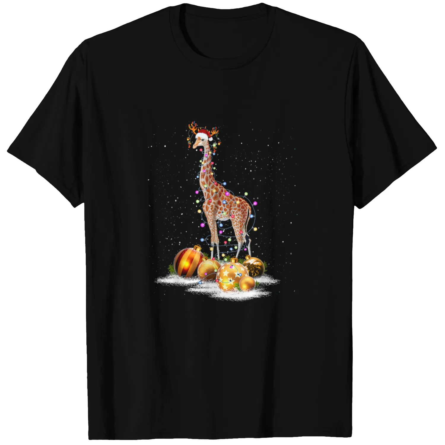 Giraffe Reindeer Santa Matching Family Christmas Pajamas T-Shirt