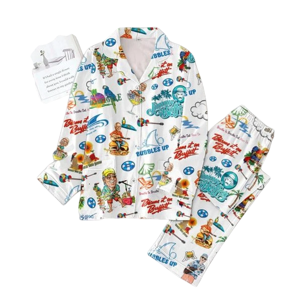 Jimmy Buffett Blame It On Buffett Holiday Pajamas Set