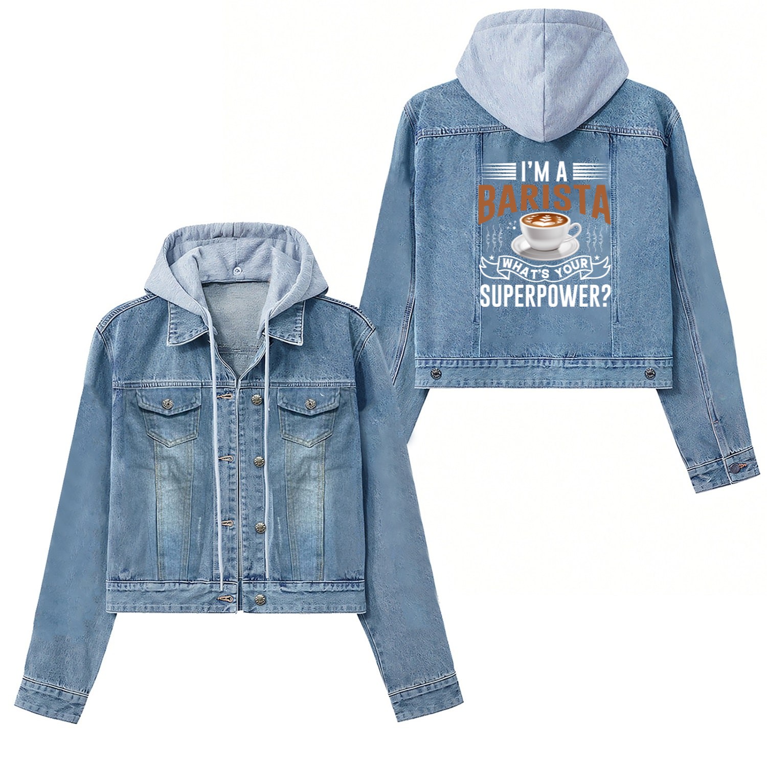 I'm a barista what's your superpower Women's Denim Jackets