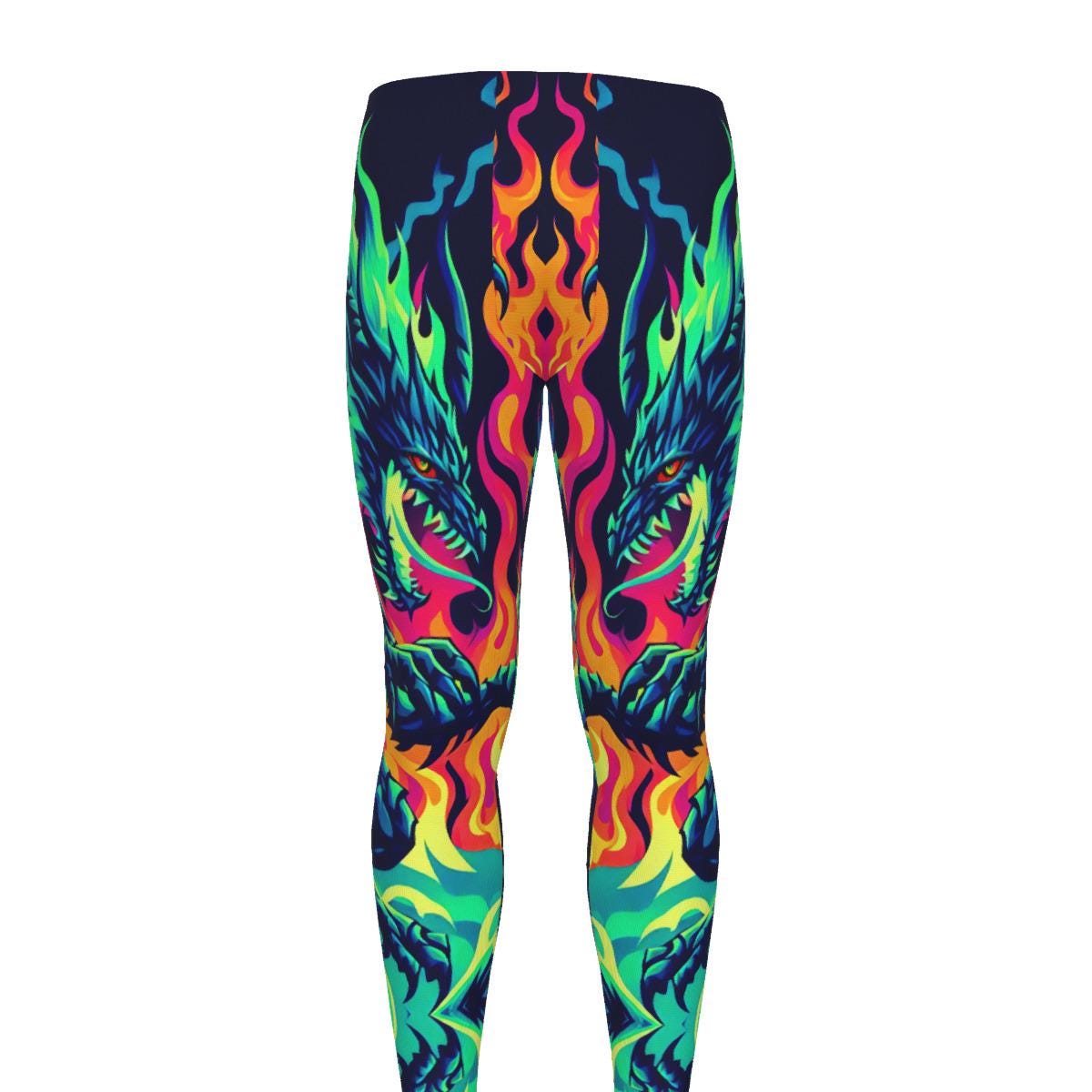 Psychedelic Electric Dragon Leggings Martial Arts Athletic Combat Fitness Running Training Exercise Workout Running Wrestling MMA Cycling