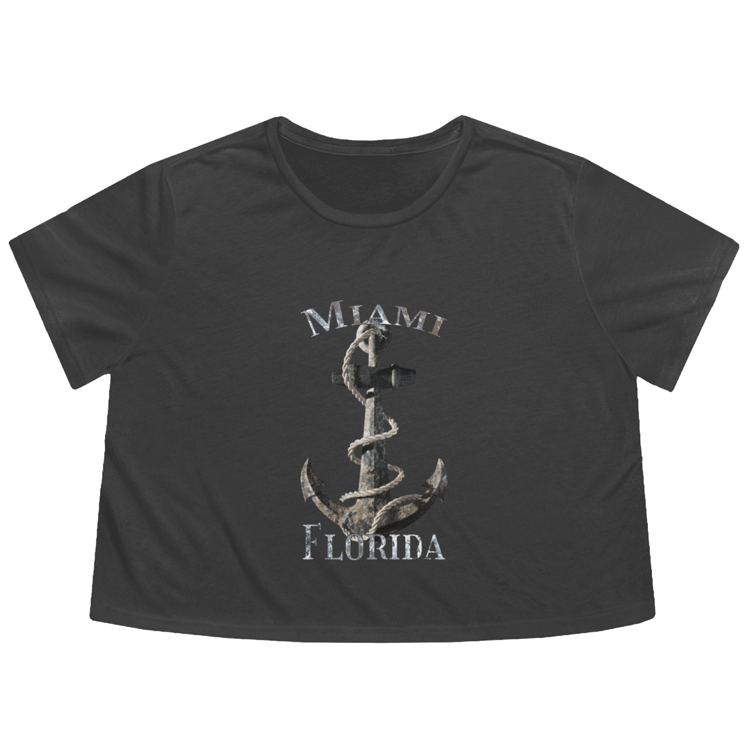 Miami Florida Nautical Anchor Sailing Flowy Cropped Tees