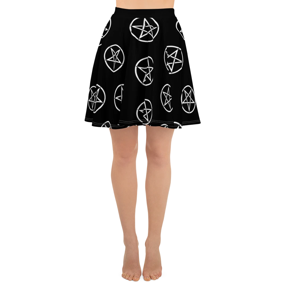 Pentagram Symbol Skater Skirt, Gift for Her