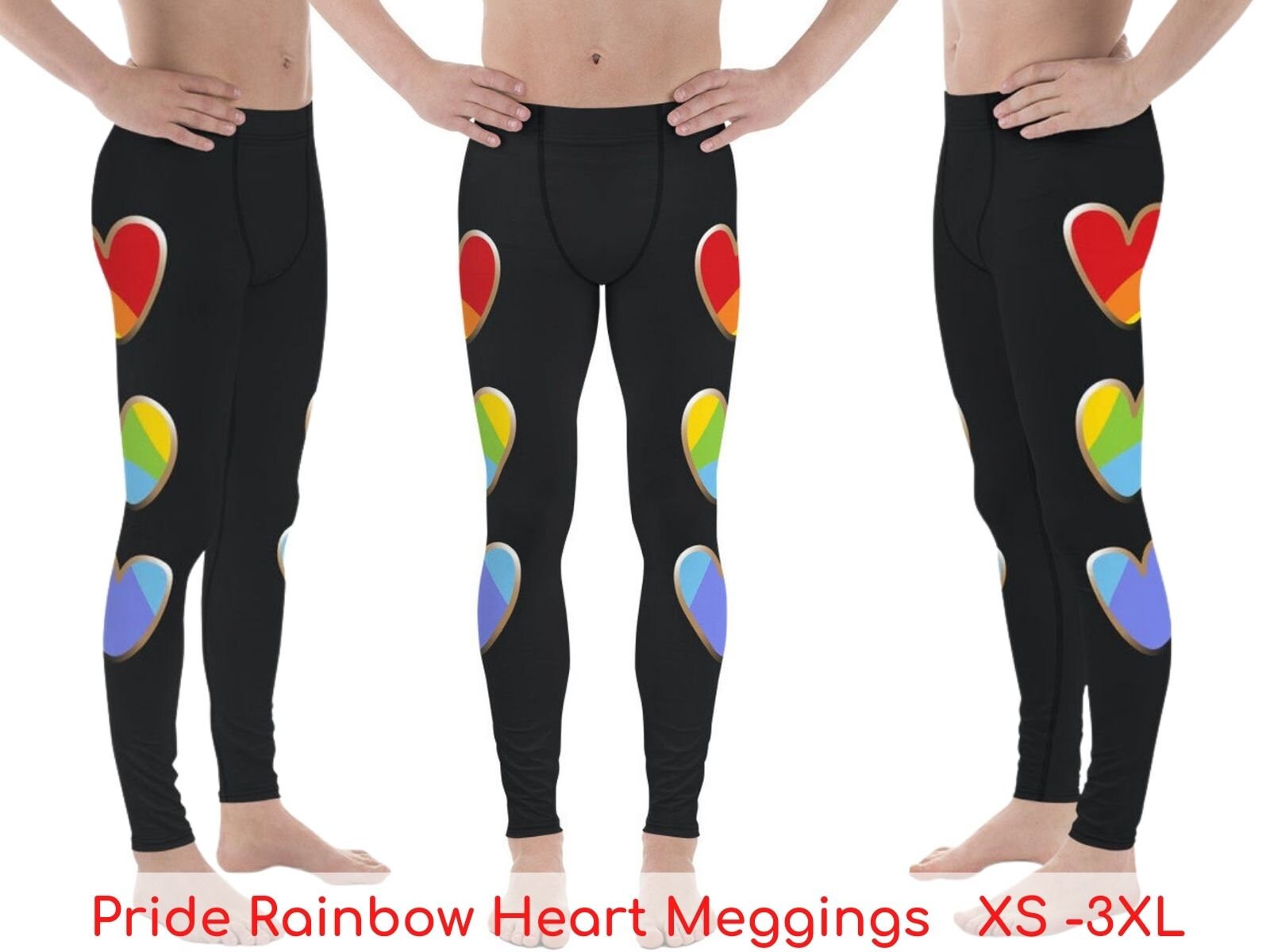 Pride Heart Meggings for Men Activewear Leggings LGBT Gay Pride Parade Sports Workout