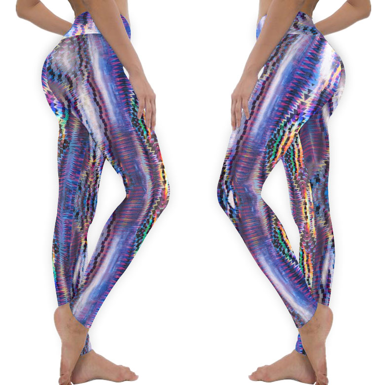 Blue Dazzle Tribal Hologram UV Reactive Meggings // Abstract Geometric Black Light Mens