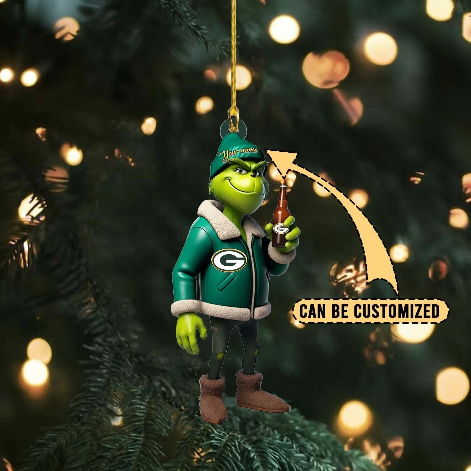 Personalized Green Bay Football Team Packerss Christmas Ornament Holiday Gift