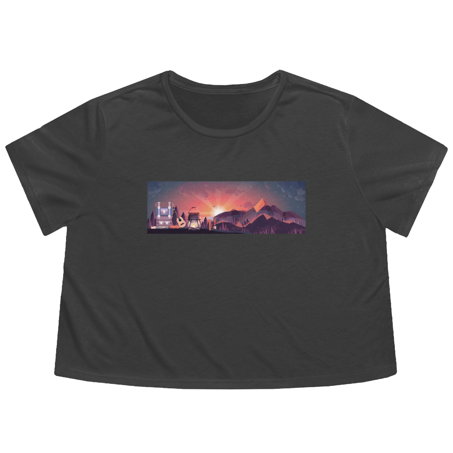 camping mountain Flowy Cropped Tees
