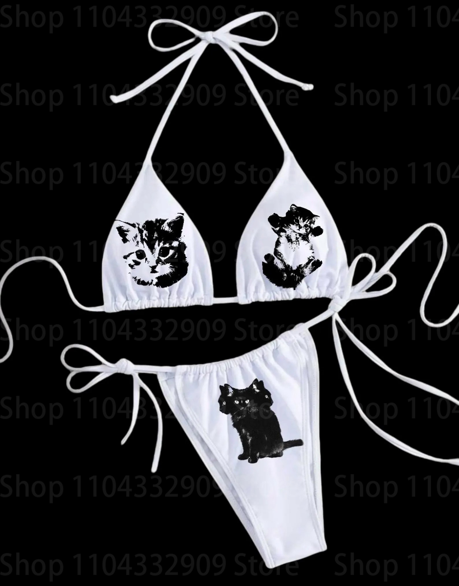 Y2K Style Printed Two-Piece Bikini Swimsuit Women’s Sexy Aesthetic Streetwear Gothic Punk Kawaii Summer Bikini Set