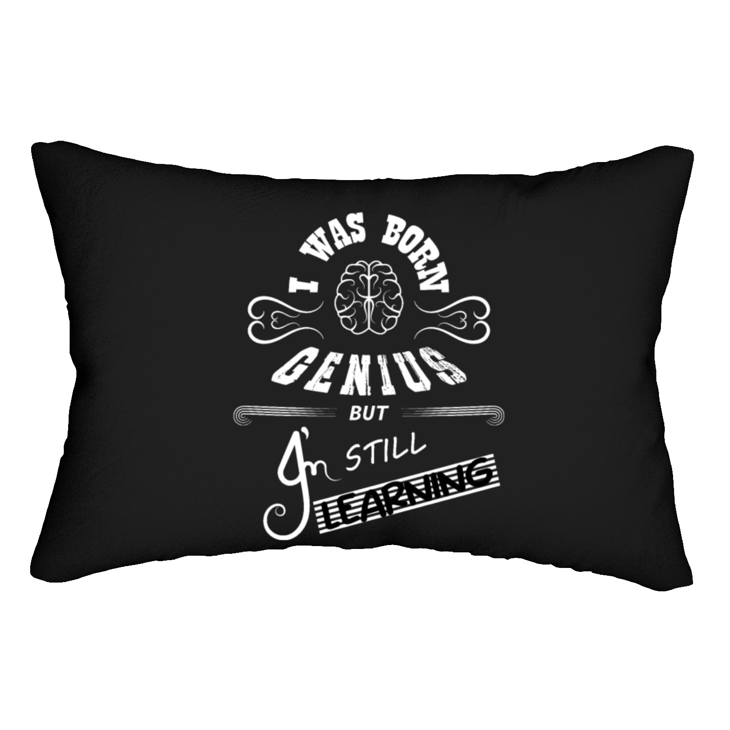I was born genius Vintage Typography design Lumbar Pillows