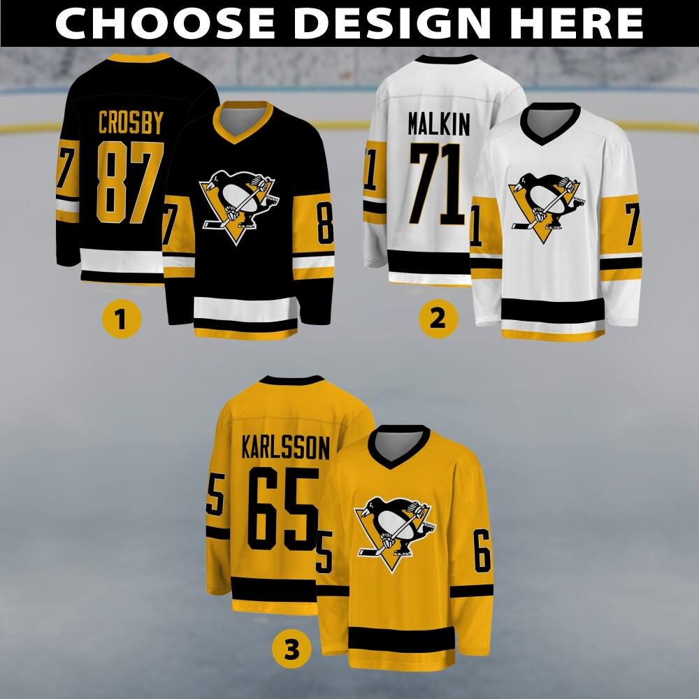 Personalized Pittsburgh Penguins Hockey Jersey, Pittsburgh Jersey For Men With Your Team Name, Sidney Crosby Fan Hockey Jersey