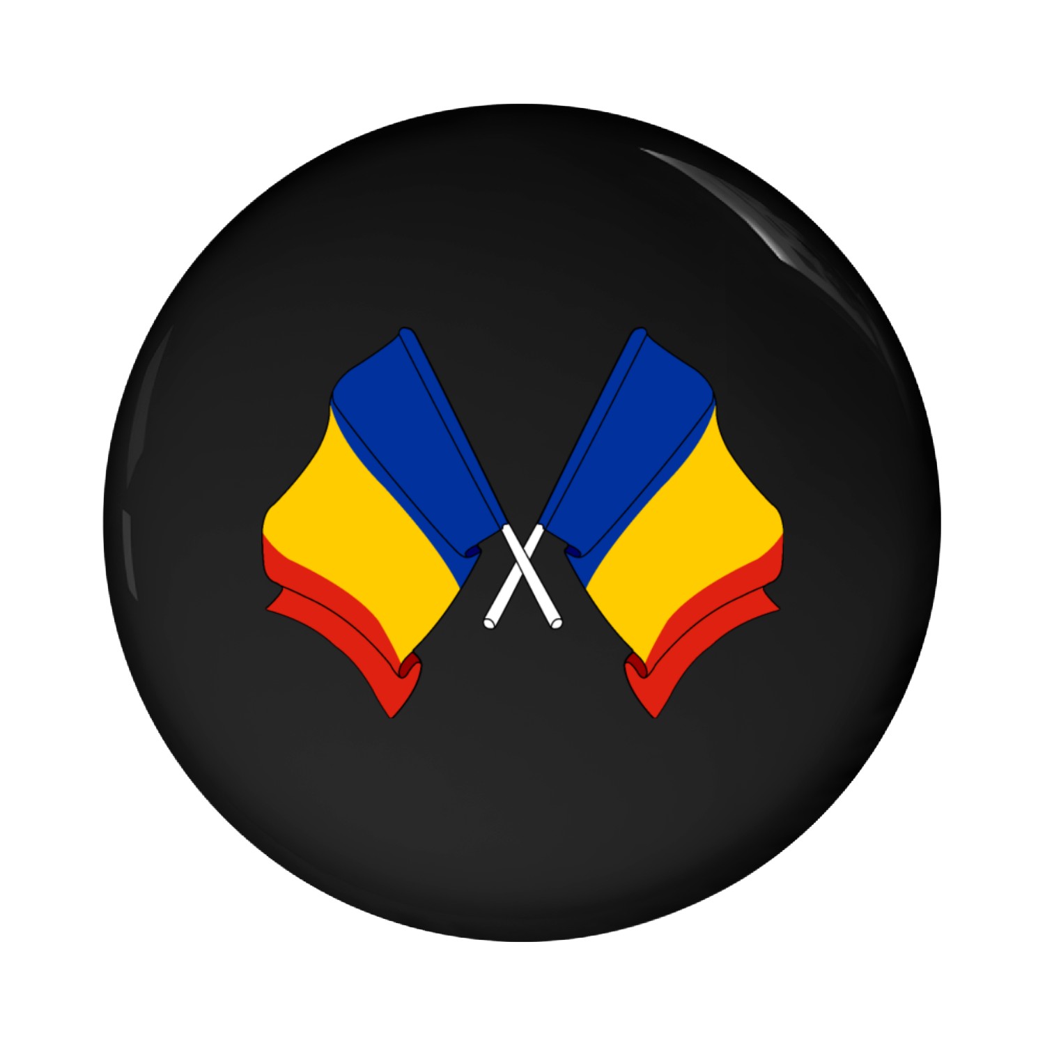 Two flags of Romania crossed Pin Buttons